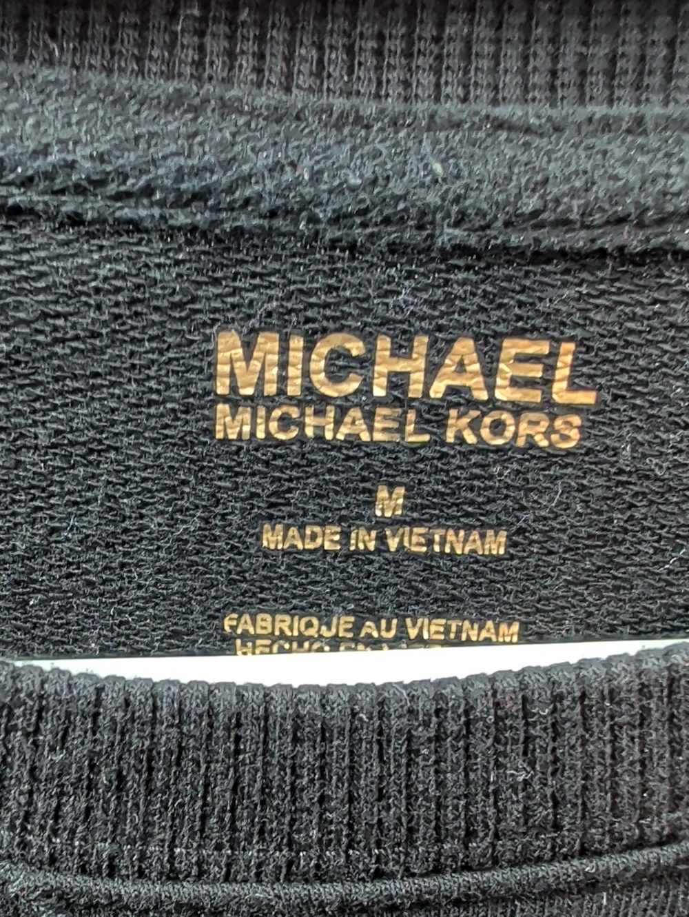 Michael Kors Black Crewneck Sweatshirt with Gold MK Print Medium Like New - Picture 3 of 4